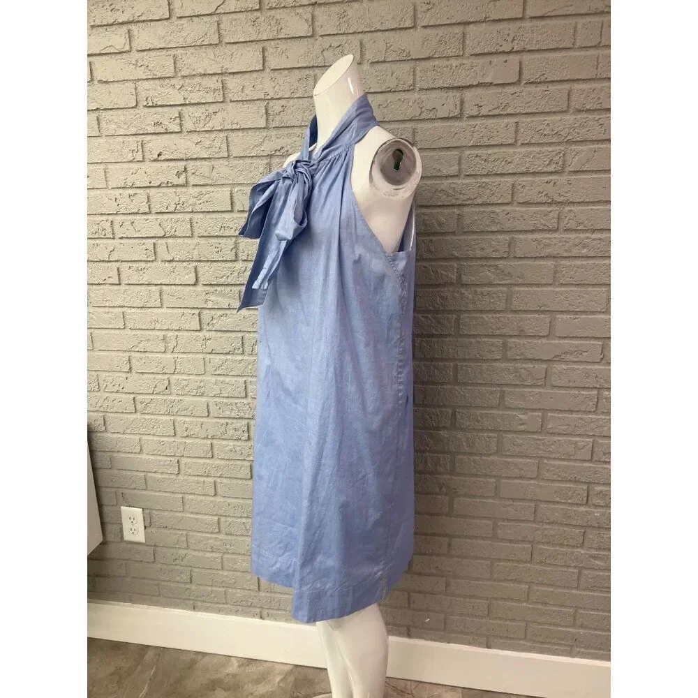 J.Crew Women Necktie Blue Oxford Cotton Dress Size 12T